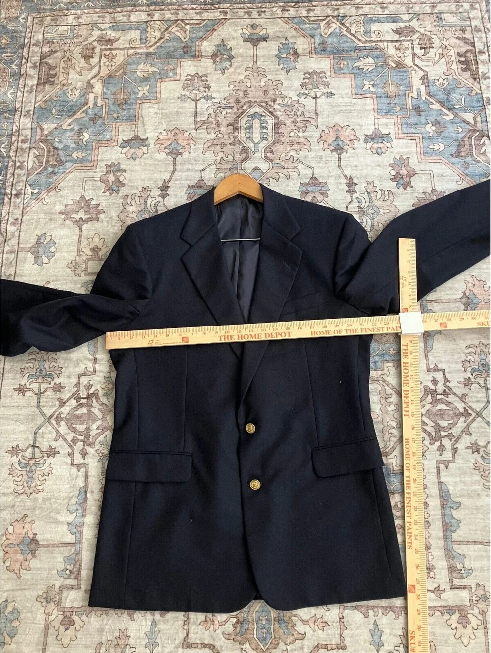 H Freeman & Son Mens 42R 44R Navy Blazer Gold Crest Buttons Union Made USA